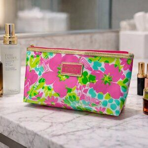 Lilly Pulitzer for Estée Lauder Vinyl Cosmetic Bag – Pink & Green Floral
